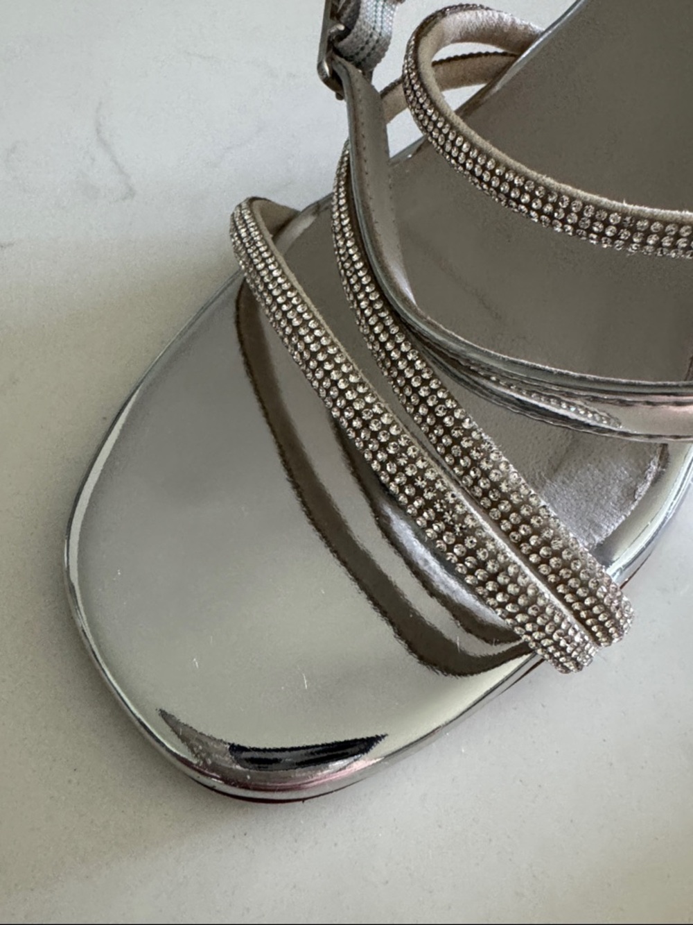 Inez Sofia Crystal Silver Strappy Women's Heels in Size 7.5 - Picture 6 of 15